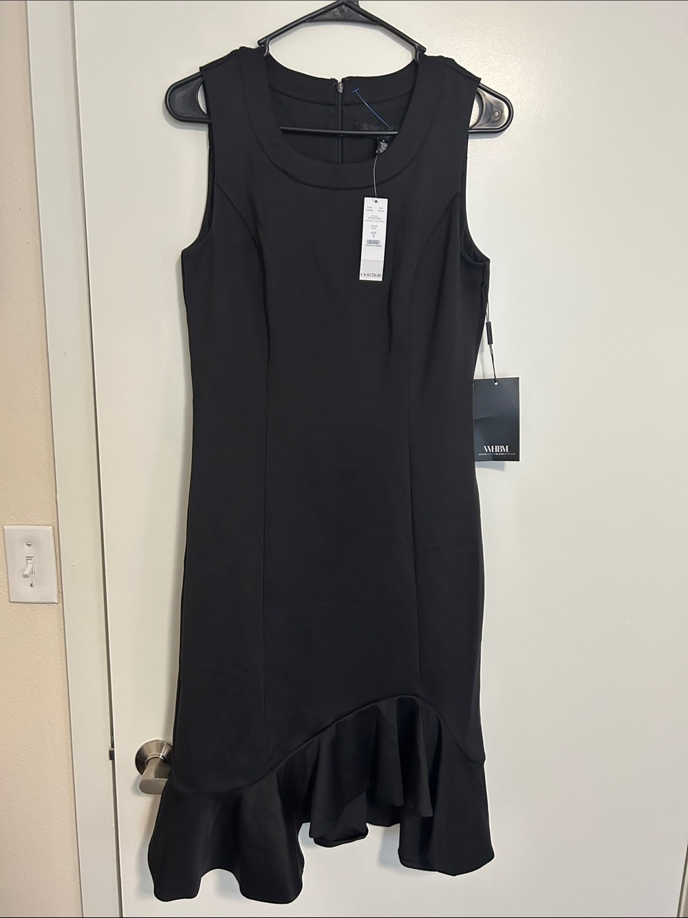 NWT White House Black Market Black Trumpet Dress, Size 6